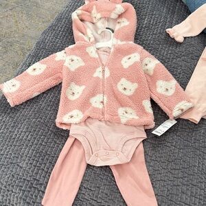 Carter's Pink Fleece Baby Hoodie set 18m